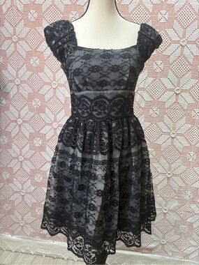 Anna Sui Black Lace Babydoll Dress